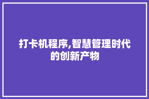 打卡机程序,智慧管理时代的创新产物