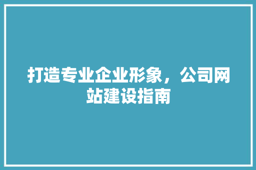 打造专业企业形象，公司网站建设指南