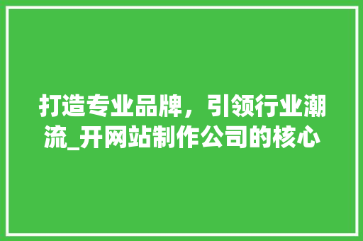打造专业品牌，引领行业潮流_开网站制作公司的核心竞争力分析