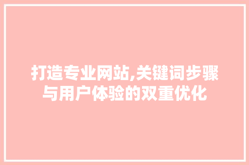 打造专业网站,关键词步骤与用户体验的双重优化