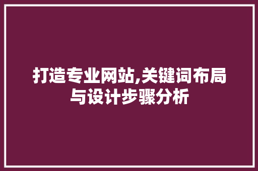 打造专业网站,关键词布局与设计步骤分析