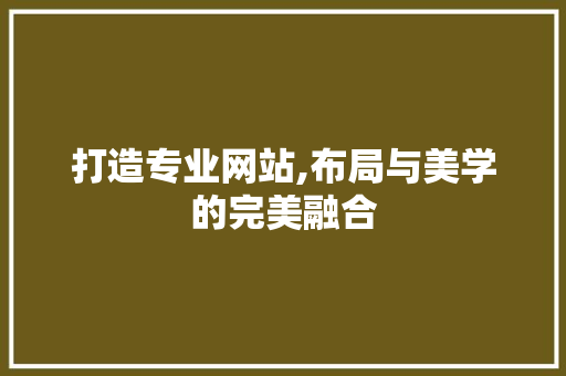 打造专业网站,布局与美学的完美融合
