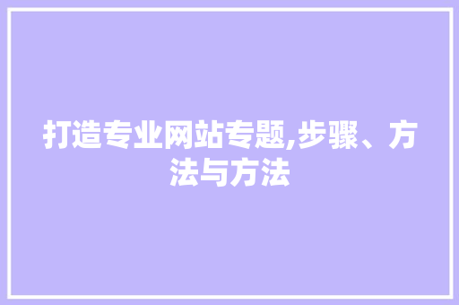 打造专业网站专题,步骤、方法与方法