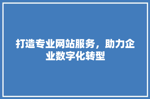 打造专业网站服务，助力企业数字化转型