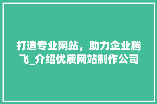 打造专业网站，助力企业腾飞_介绍优质网站制作公司