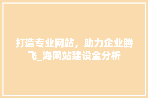 打造专业网站，助力企业腾飞_海网站建设全分析