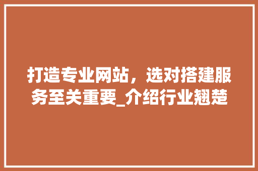 打造专业网站，选对搭建服务至关重要_介绍行业翘楚