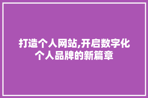 打造个人网站,开启数字化个人品牌的新篇章