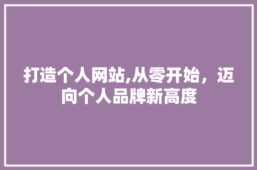 打造个人网站,从零开始，迈向个人品牌新高度
