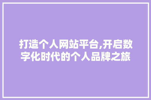 打造个人网站平台,开启数字化时代的个人品牌之旅