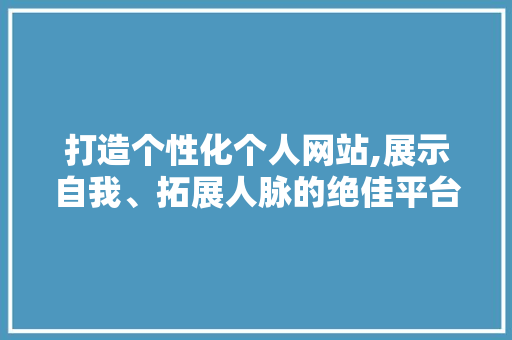 打造个性化个人网站,展示自我、拓展人脉的绝佳平台