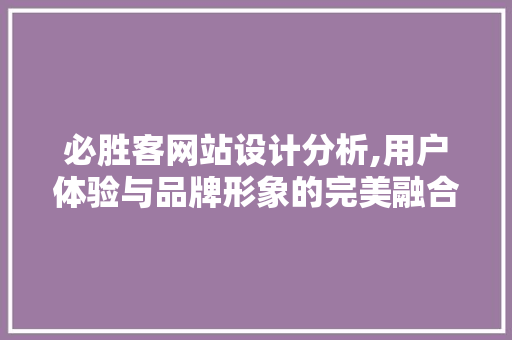 必胜客网站设计分析,用户体验与品牌形象的完美融合