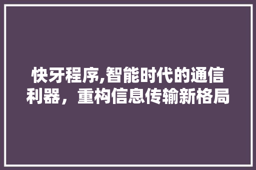 快牙程序,智能时代的通信利器，重构信息传输新格局 快牙程序,智能时代的通信利器，重构信息传输新格局 网站建设公司