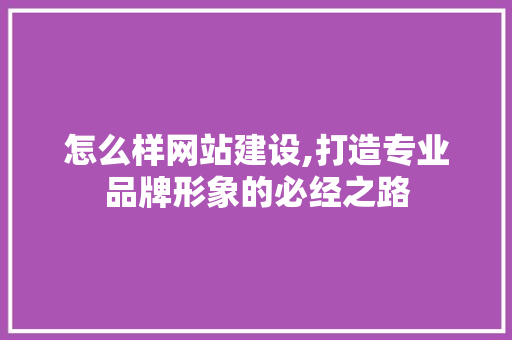 怎么样网站建设,打造专业品牌形象的必经之路 怎么样网站建设,打造专业品牌形象的必经之路 网站建设公司