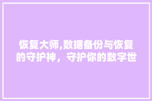 恢复大师,数据备份与恢复的守护神,守护你的数字世界 必应SEO 恢复大师,数据备份与恢复的守护神,守护你的数字世界 恢复大师,数据备份与恢复的守护神,守护你的数字世界 必应SEO