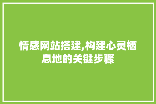 情感网站搭建,构建心灵栖息地的关键步骤 情感网站搭建,构建心灵栖息地的关键步骤 SEO关键词