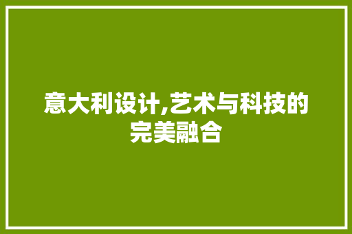意大利设计,艺术与科技的完美融合 意大利设计,艺术与科技的完美融合 神马SEO