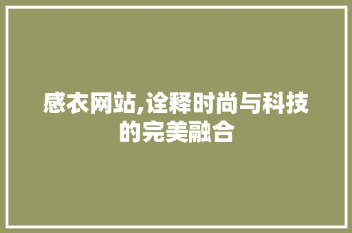 感衣网站,诠释时尚与科技的完美融合 感衣网站,诠释时尚与科技的完美融合 SEO关键词