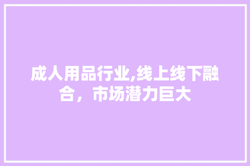 成人用品行业,线上线下融合，市场潜力巨大