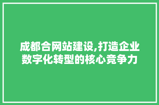 成都合网站建设,打造企业数字化转型的核心竞争力 成都合网站建设,打造企业数字化转型的核心竞争力 必应SEO