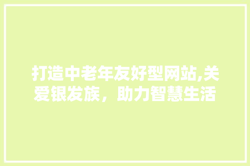 打造中老年友好型网站,关爱银发族，助力智慧生活 打造中老年友好型网站,关爱银发族，助力智慧生活 百度SEO