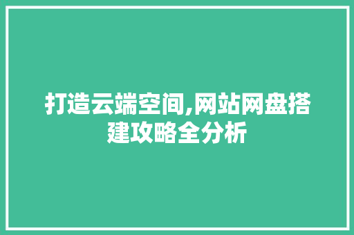 打造云端空间,网站网盘搭建攻略全分析