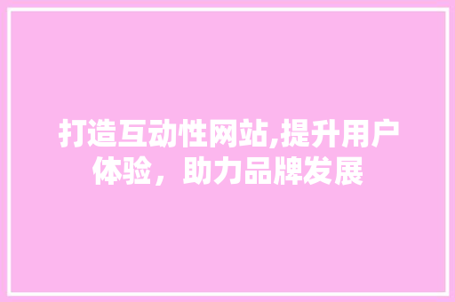 打造互动性网站,提升用户体验，助力品牌发展