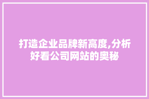 打造企业品牌新高度,分析好看公司网站的奥秘