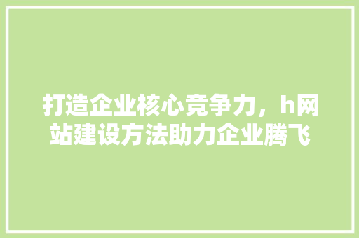 打造企业核心竞争力，h网站建设方法助力企业腾飞