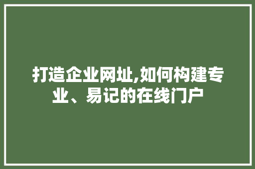 打造企业网址,如何构建专业、易记的在线门户
