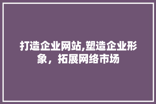 打造企业网站,塑造企业形象，拓展网络市场