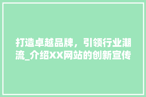 打造卓越品牌，引领行业潮流_介绍XX网站的创新宣传步骤
