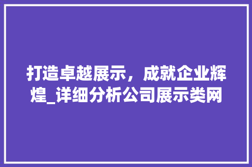 打造卓越展示，成就企业辉煌_详细分析公司展示类网站建设