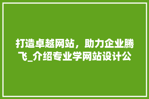 打造卓越网站，助力企业腾飞_介绍专业学网站设计公司 打造卓越网站，助力企业腾飞_介绍专业学网站设计公司 百度SEO