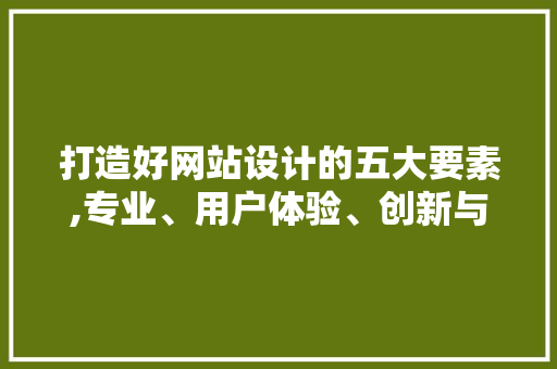 打造好网站设计的五大要素,专业、用户体验、创新与适用并重