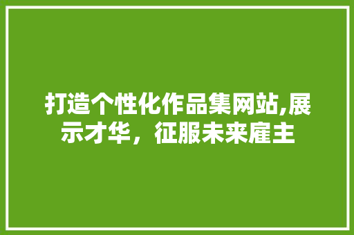 打造个性化作品集网站,展示才华，征服未来雇主