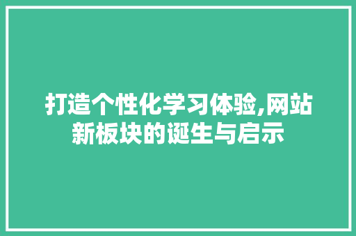 打造个性化学习体验,网站新板块的诞生与启示