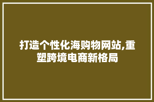 打造个性化海购物网站,重塑跨境电商新格局
