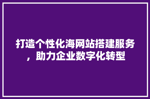 打造个性化海网站搭建服务，助力企业数字化转型