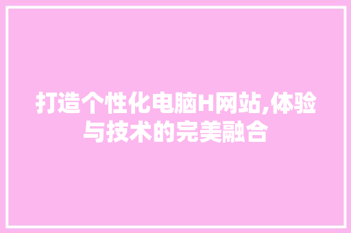 打造个性化电脑H网站,体验与技术的完美融合
