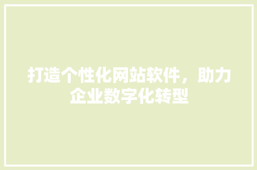 打造个性化网站软件，助力企业数字化转型