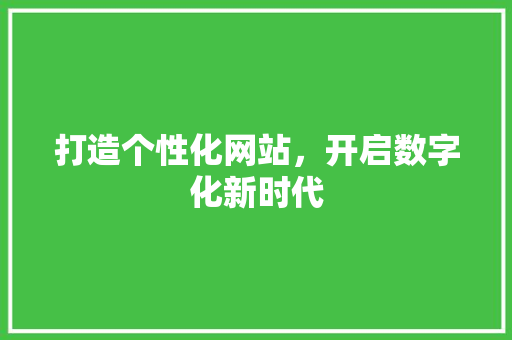 打造个性化网站，开启数字化新时代