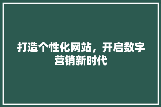 打造个性化网站，开启数字营销新时代