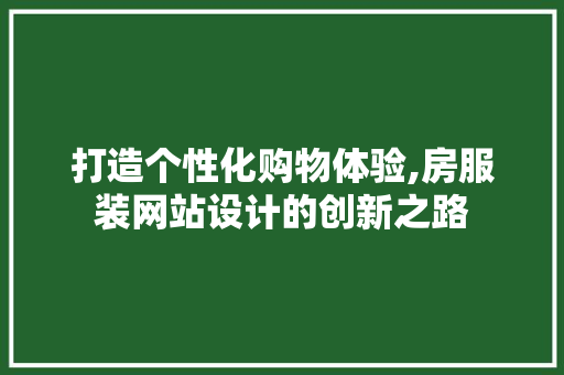 打造个性化购物体验,房服装网站设计的创新之路