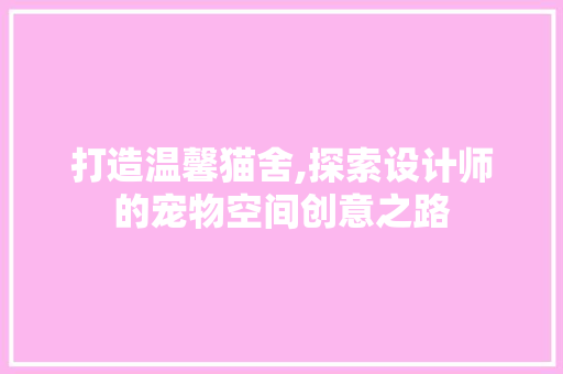 打造温馨猫舍,探索设计师的宠物空间创意之路