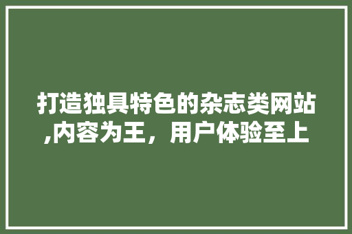 打造独具特色的杂志类网站,内容为王，用户体验至上