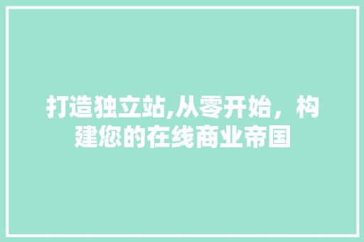 打造独立站,从零开始，构建您的在线商业帝国