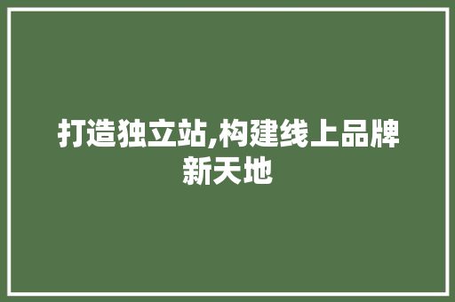 打造独立站,构建线上品牌新天地 打造独立站,构建线上品牌新天地 搜狗SEO