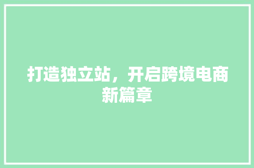打造独立站，开启跨境电商新篇章 打造独立站，开启跨境电商新篇章 搜狗SEO