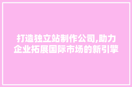 打造独立站制作公司,助力企业拓展国际市场的新引擎